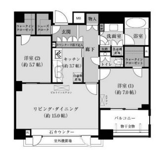 東京都新宿区市谷富久町 賃貸マンション 2LDK
